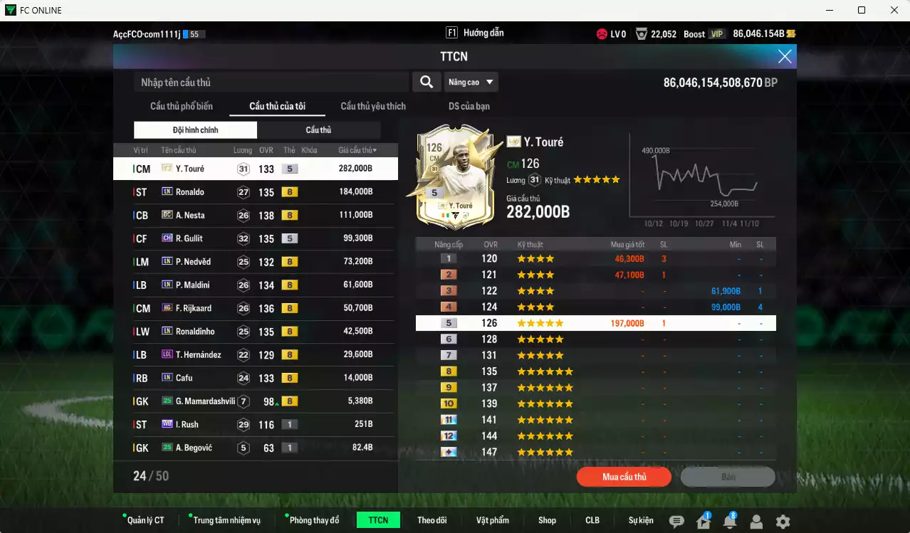 Ảnh Quốc Dân 953.870b dư 86kb có Touré ITM+5, Ronaldo LN, Nesta DC, Gullit CH, Nedved LN, Maldini LN, Rijkaard HG, Ronaldinho LN, Cafu LN... Còn nhiều CP GIẢM THUẾ