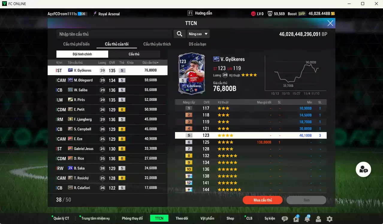 Ảnh Arsenal 693.020b dư 46kb có Saliba 25TS, Pirès ITM+5, Ljungberg ITM+5, Gyokeres 25TY, Odegaard 25TY, Petit DC, Campbell DC, Eze 23HW, Jesus 23HW, Rice 23HW, Saka 24UCL+6, Rosicky DC... Còn nhiều CP GIẢM THUẾ, HLV Xịn, dư 45.000TC