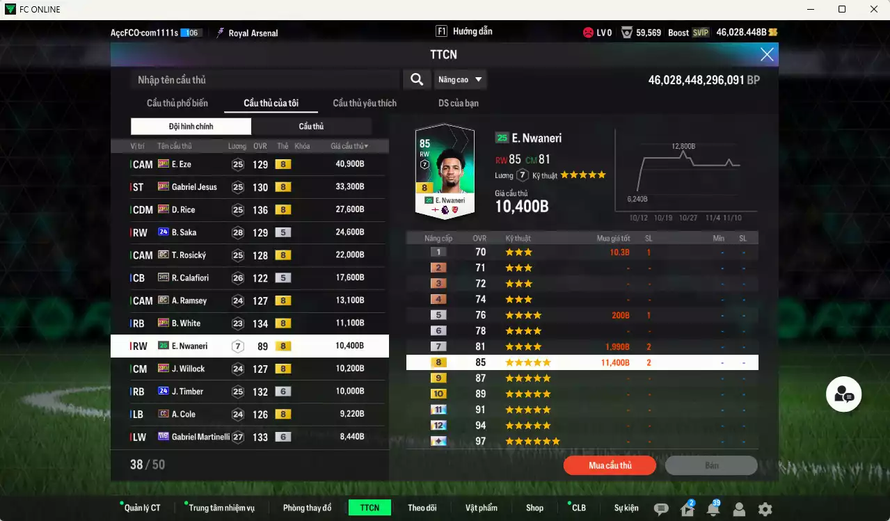 Ảnh Arsenal 693.020b dư 46kb có Saliba 25TS, Pirès ITM+5, Ljungberg ITM+5, Gyokeres 25TY, Odegaard 25TY, Petit DC, Campbell DC, Eze 23HW, Jesus 23HW, Rice 23HW, Saka 24UCL+6, Rosicky DC... Còn nhiều CP GIẢM THUẾ, HLV Xịn, dư 45.000TC