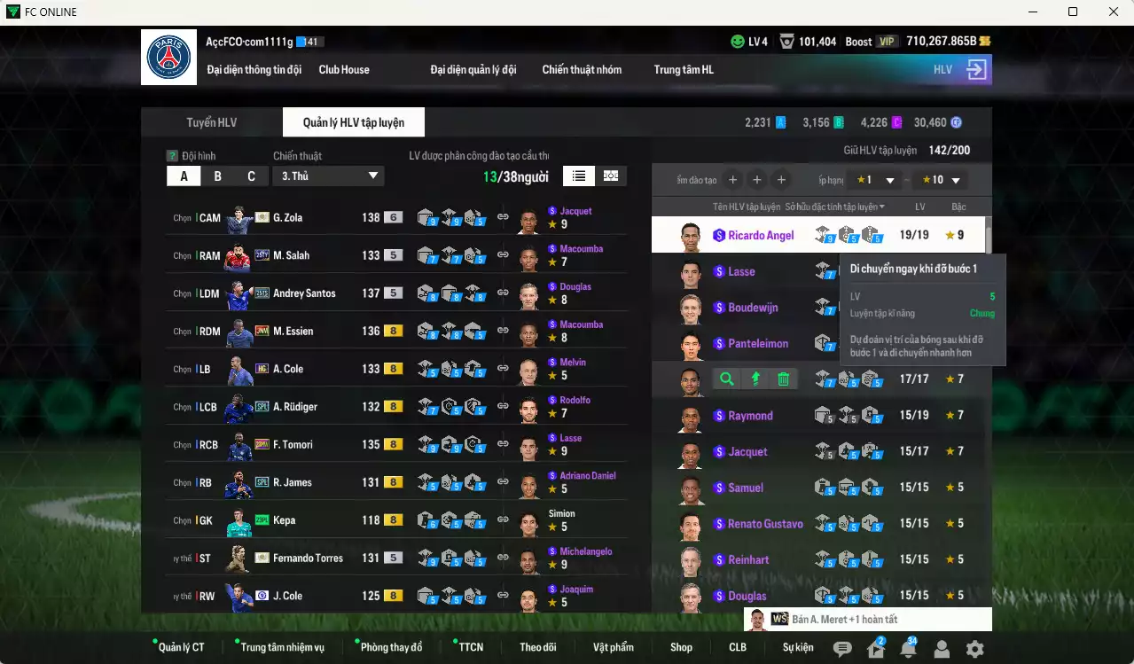 Ảnh [Dư nhiều BP] Chelsea 4.101.710b dư 710kb có Sheva ITM+5, Torres ITM+5, Zola ITM+6, Pulisic 25TS+6, Salah 25TY, Andrey Santos 25TS, Rudiger SPL, Essien JNM, Tomori 23HW, Caicedo 23HW... HLV Xịn, đã đào tạo chỉ số nhiều CT, VIP BK Tháng 11 và 12