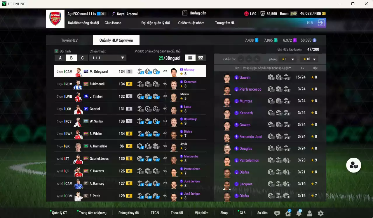 Ảnh Arsenal 693.020b dư 46kb có Saliba 25TS, Pirès ITM+5, Ljungberg ITM+5, Gyokeres 25TY, Odegaard 25TY, Petit DC, Campbell DC, Eze 23HW, Jesus 23HW, Rice 23HW, Saka 24UCL+6, Rosicky DC... Còn nhiều CP GIẢM THUẾ, HLV Xịn, dư 45.000TC