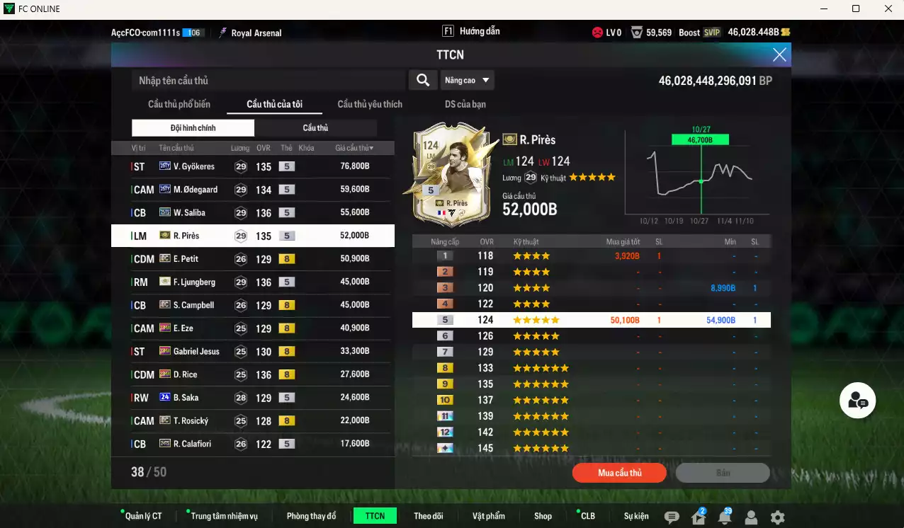 Ảnh Arsenal 693.020b dư 46kb có Saliba 25TS, Pirès ITM+5, Ljungberg ITM+5, Gyokeres 25TY, Odegaard 25TY, Petit DC, Campbell DC, Eze 23HW, Jesus 23HW, Rice 23HW, Saka 24UCL+6, Rosicky DC... Còn nhiều CP GIẢM THUẾ, HLV Xịn, dư 45.000TC