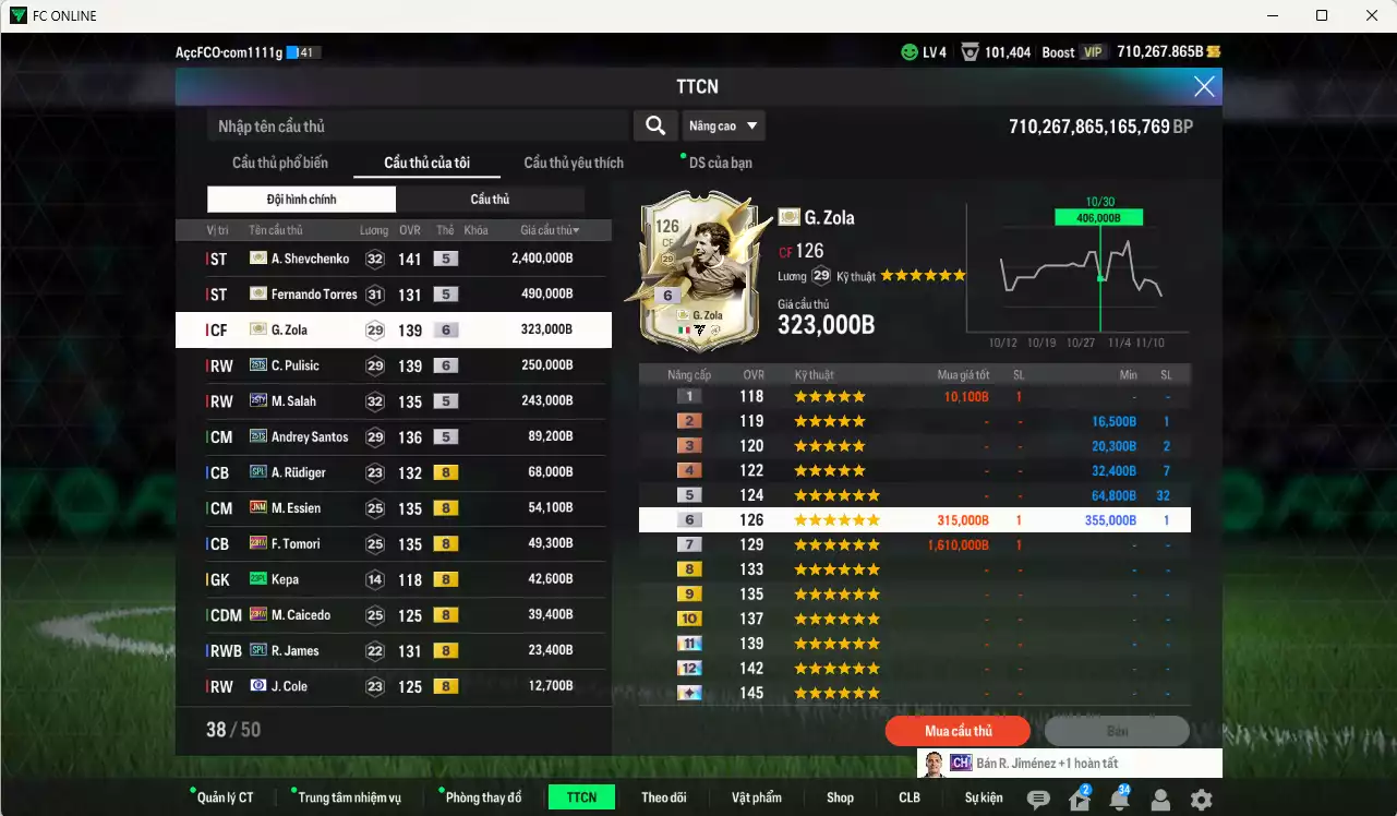 Ảnh [Dư nhiều BP] Chelsea 4.101.710b dư 710kb có Sheva ITM+5, Torres ITM+5, Zola ITM+6, Pulisic 25TS+6, Salah 25TY, Andrey Santos 25TS, Rudiger SPL, Essien JNM, Tomori 23HW, Caicedo 23HW... HLV Xịn, đã đào tạo chỉ số nhiều CT, VIP BK Tháng 11 và 12