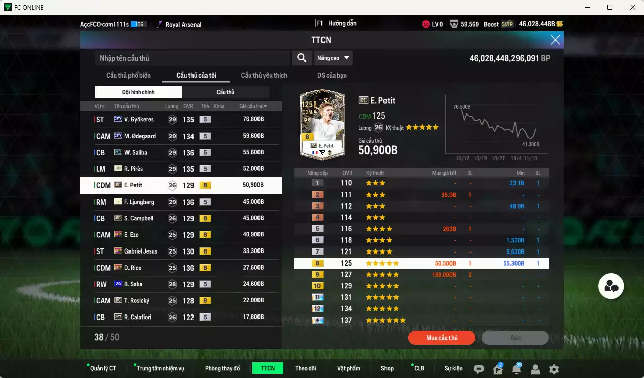 Ảnh Arsenal 693.020b dư 46kb có Saliba 25TS, Pirès ITM+5, Ljungberg ITM+5, Gyokeres 25TY, Odegaard 25TY, Petit DC, Campbell DC, Eze 23HW, Jesus 23HW, Rice 23HW, Saka 24UCL+6, Rosicky DC... Còn nhiều CP GIẢM THUẾ, HLV Xịn, dư 45.000TC