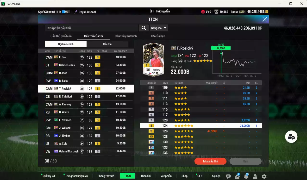 Ảnh Arsenal 693.020b dư 46kb có Saliba 25TS, Pirès ITM+5, Ljungberg ITM+5, Gyokeres 25TY, Odegaard 25TY, Petit DC, Campbell DC, Eze 23HW, Jesus 23HW, Rice 23HW, Saka 24UCL+6, Rosicky DC... Còn nhiều CP GIẢM THUẾ, HLV Xịn, dư 45.000TC