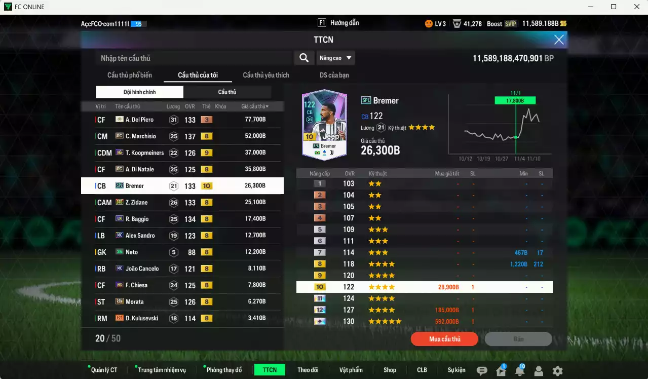 Ảnh Juventus 1.041.330b có Henry ITM+3, Nedved ITM+3, Del Piero ITM+3, VDS ITM+5, Lúcio CC, Marchisio DC, Koopmeiners HG+9, Di Natale DC, Bremer SPL+10, Zidane BTB, Baggio LN... Còn nhiều CP GIẢM THUẾ, dư 125.000TC