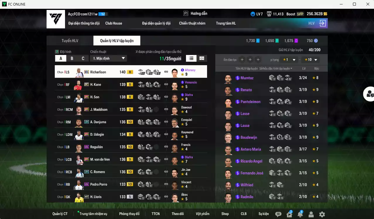 Ảnh Tottenham 963.480b có Kane DC, Danjuma SPL+10, Romero SPL+10, Richarlison MDL, Reguilón LOL+10, Maddison 23HW, Porro LOL+10, Van de Ven 23HW+9, H. Son 23HW... Đã đào tạo chỉ số nhiều cầu thủ