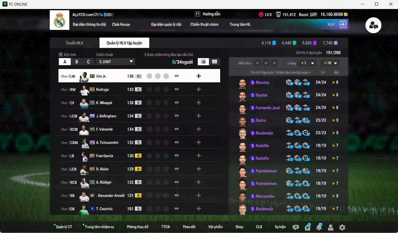 Ảnh Real Madrid 717.600b có Mbappé 25TS, Vini WS, Valverde WS, Bellingham WB, Rudiger 25TS, Tchouaméni 25DP, Arnold HG, Rodrygo DCB, Alaba BTB... HLV Xịn