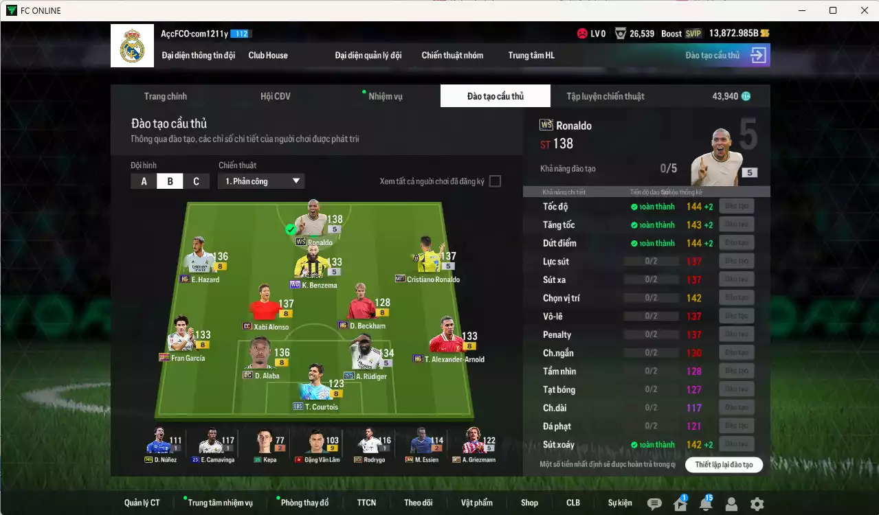 Ảnh Real Madrid 682.190b có Ronaldo WS, CR7 No.7, Alaba DC, Beckham HG, Hazard HG, Alonso CC, Rudiger 25TS, Arnold HG... Còn nhiều CP GIẢM THUẾ, HLV Xịn, đã đào tạo chỉ số nhiều cầu thủ, VIP BK Tháng 11