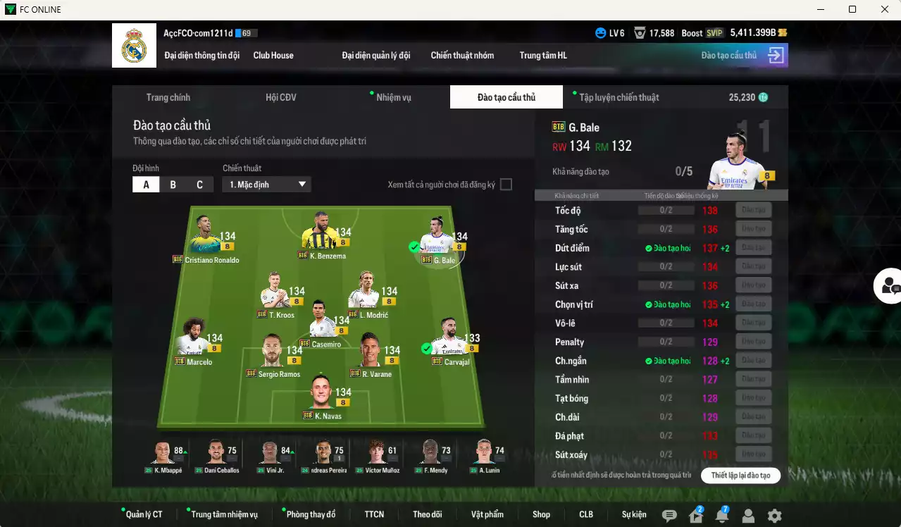 Ảnh Real Madrid Galaticos 3.0 full mùa BTB+8 911.290b có Ramos, Varane, CR7, Marcelo, Kroos, Casemiro, Carvajal, Bale, Modric, Benzema, Navas, Nacho... BTB+8 . Đã đào tạo chỉ số nhiều cầu thủ