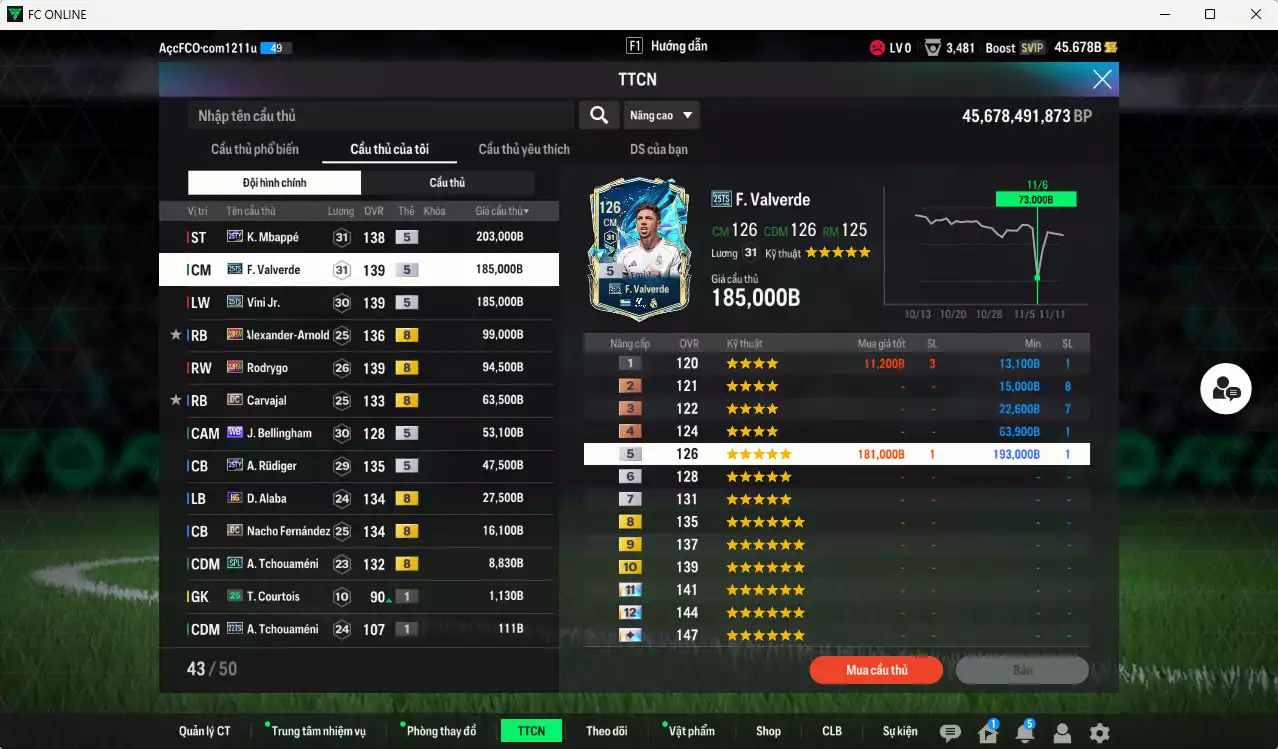 Ảnh Real Madrid 984.290b có Mbappé 25TY, Valverde 25TS, Vini 25TS, Arnold 23HW, Rodrygo 23HW, Carvajal DC, Bellingham WB, Rudiger 25TY, Alaba HG, Nacho DC... Còn nhiều CP GIẢM THUẾ