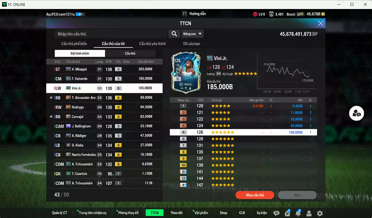 Ảnh Real Madrid 984.290b có Mbappé 25TY, Valverde 25TS, Vini 25TS, Arnold 23HW, Rodrygo 23HW, Carvajal DC, Bellingham WB, Rudiger 25TY, Alaba HG, Nacho DC... Còn nhiều CP GIẢM THUẾ