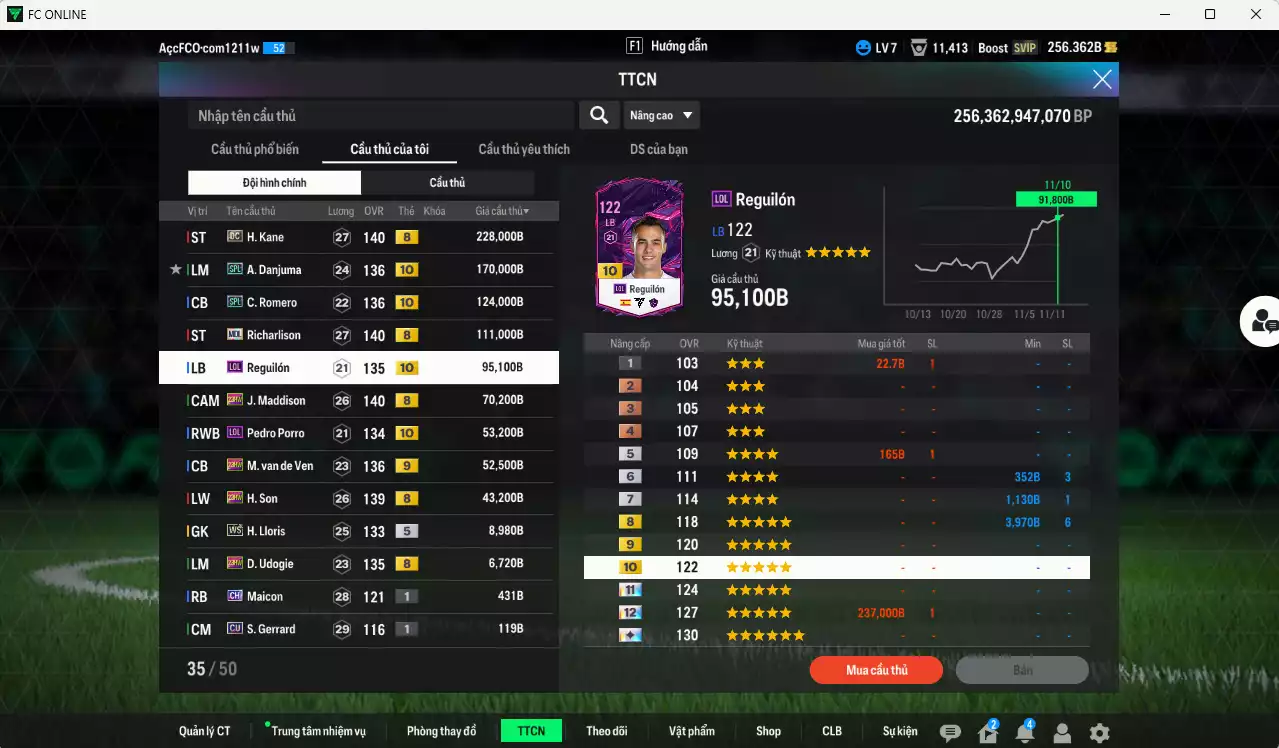 Ảnh Tottenham 963.480b có Kane DC, Danjuma SPL+10, Romero SPL+10, Richarlison MDL, Reguilón LOL+10, Maddison 23HW, Porro LOL+10, Van de Ven 23HW+9, H. Son 23HW... Đã đào tạo chỉ số nhiều cầu thủ