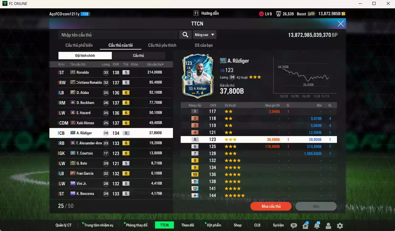 Ảnh Real Madrid 682.190b có Ronaldo WS, CR7 No.7, Alaba DC, Beckham HG, Hazard HG, Alonso CC, Rudiger 25TS, Arnold HG... Còn nhiều CP GIẢM THUẾ, HLV Xịn, đã đào tạo chỉ số nhiều cầu thủ, VIP BK Tháng 11