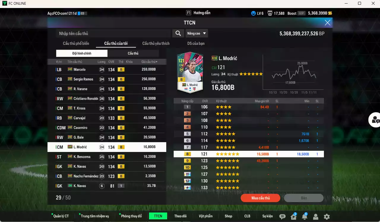 Ảnh Real Madrid Galaticos 3.0 full mùa BTB+8 911.290b có Ramos, Varane, CR7, Marcelo, Kroos, Casemiro, Carvajal, Bale, Modric, Benzema, Navas, Nacho... BTB+8 . Đã đào tạo chỉ số nhiều cầu thủ