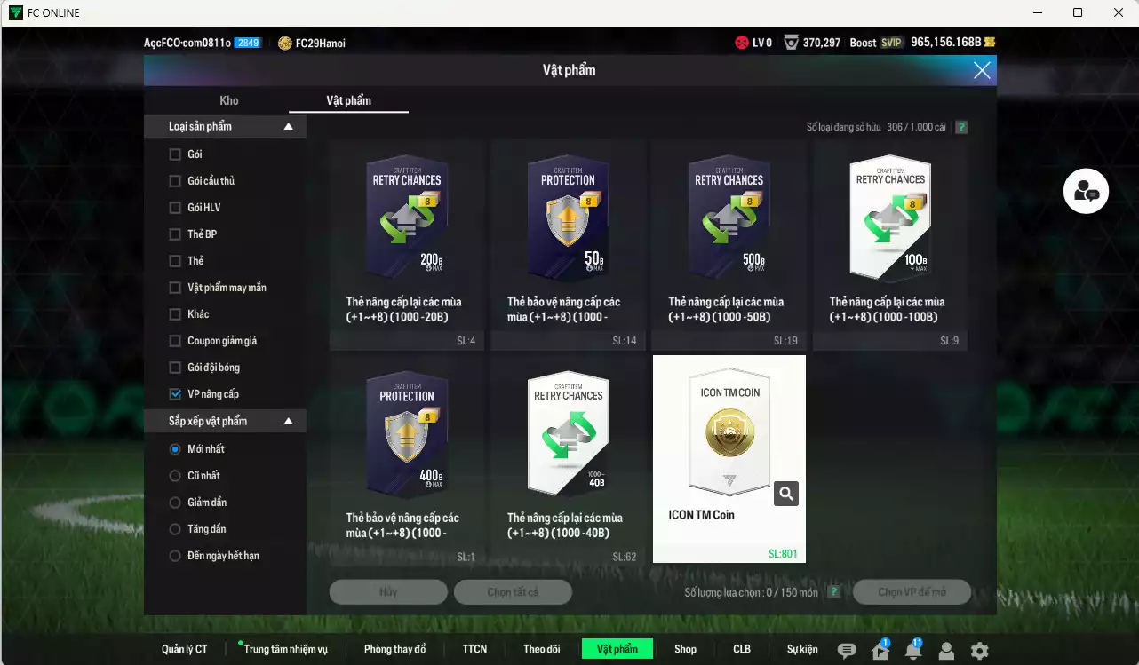 Ảnh ACC 965156b trắng vs Quang Hải PRM+5, có thẻ đổi tên, còn nhiều CP GIẢM THUẾ. HLV siêu Xịn, đã full bảng đào tạo chiến thuật