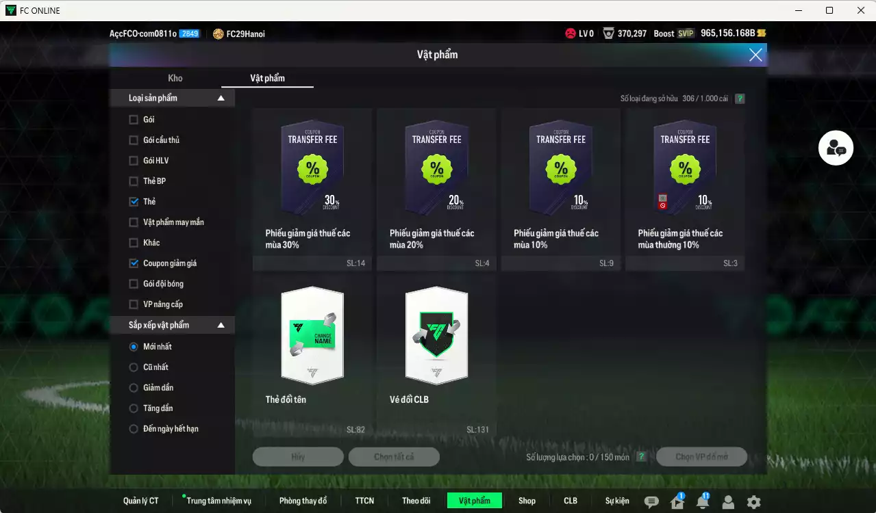 Ảnh ACC 965156b trắng vs Quang Hải PRM+5, có thẻ đổi tên, còn nhiều CP GIẢM THUẾ. HLV siêu Xịn, đã full bảng đào tạo chiến thuật