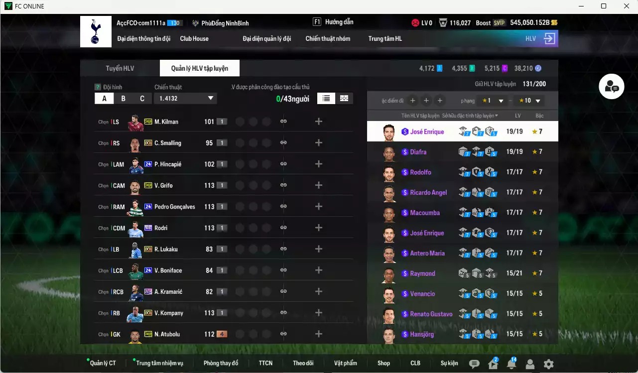 Ảnh ACC 545050b trắng, có thẻ đổi tên, còn nhiều SVIP. HLV Xịn, dư 99.000TC