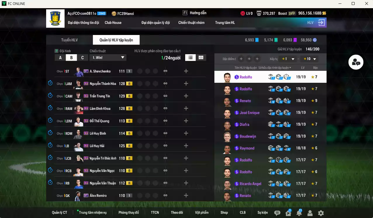 Ảnh ACC 965156b trắng vs Quang Hải PRM+5, có thẻ đổi tên, còn nhiều CP GIẢM THUẾ. HLV siêu Xịn, đã full bảng đào tạo chiến thuật