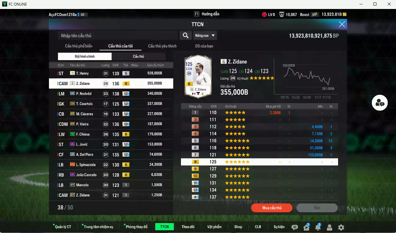 Ảnh [ACC Hiếm🔥] Juventus 2.813.910b có Nedved EBS+12, Del Piero EBS+12, Vieira BTB+12, Cáceres BTB+12, Henry ITM+5, Courtois GR+12, Zidane RMA, Chiesa FC, Jovic LOL+12... Còn nhiều CP GIẢM THUẾ, dư 44.000TC, VIP BK Tháng 11