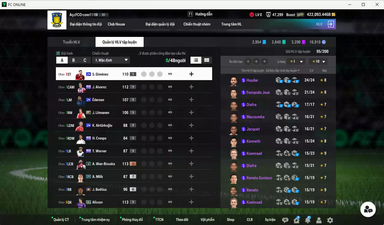 Ảnh ACC 422073b trắng, có thẻ đổi tên. HLV Xịn