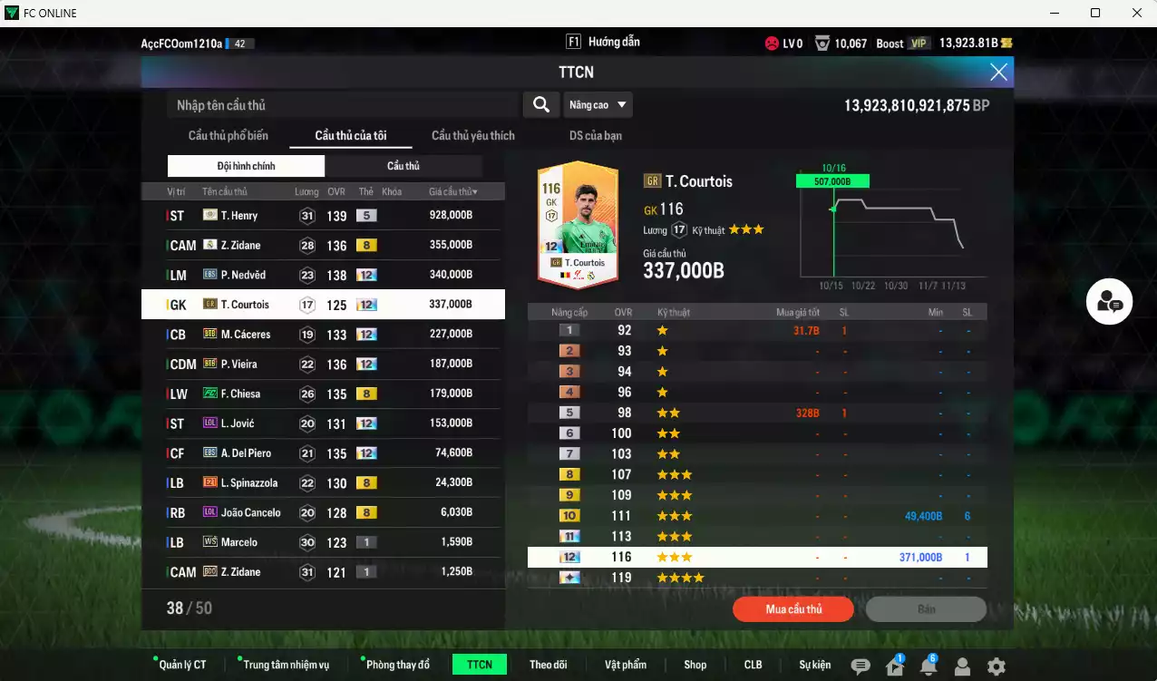 Ảnh [ACC Hiếm🔥] Juventus 2.813.910b có Nedved EBS+12, Del Piero EBS+12, Vieira BTB+12, Cáceres BTB+12, Henry ITM+5, Courtois GR+12, Zidane RMA, Chiesa FC, Jovic LOL+12... Còn nhiều CP GIẢM THUẾ, dư 44.000TC, VIP BK Tháng 11