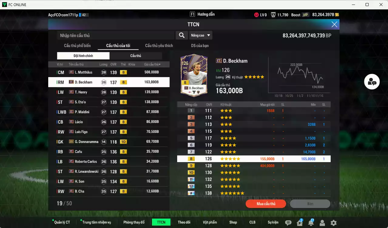 Ảnh Full mùa CC+8 1.397.190b dư 83kb có Matthaus, Beckham, Henry, Eto, Maldini, Lúcio, Figo, Cafu, Carlos, Lewandowski, H. Son, B. Cha... CC+8. Còn nhiều CP GIẢM THUẾ