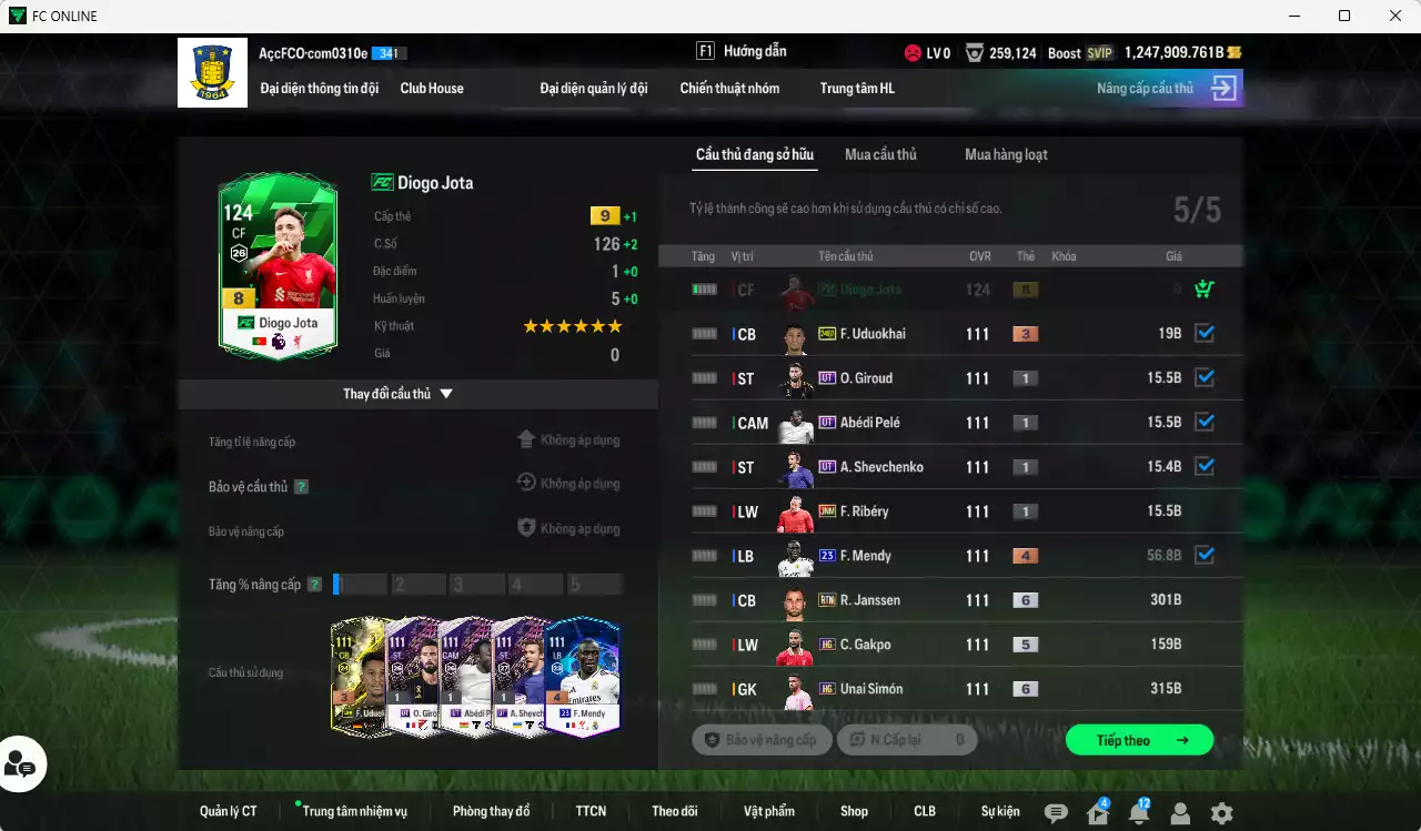 Ảnh [Tặng Jota FC] ACC 1247909b trắng, có thẻ đổi tên. HLV Xịn, dư 48.000TC