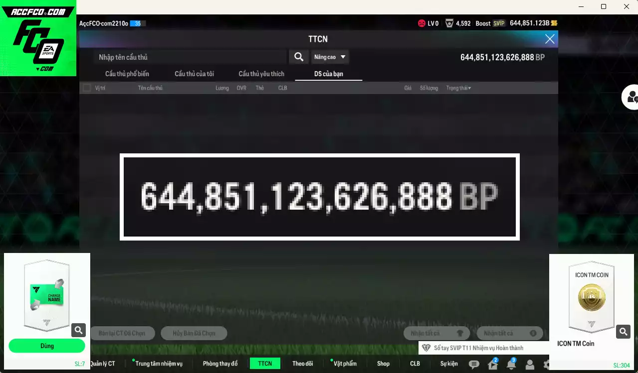 ACC 644851b trắng, có thẻ đổi tên. còn nhiều CP GIẢM THUẾ