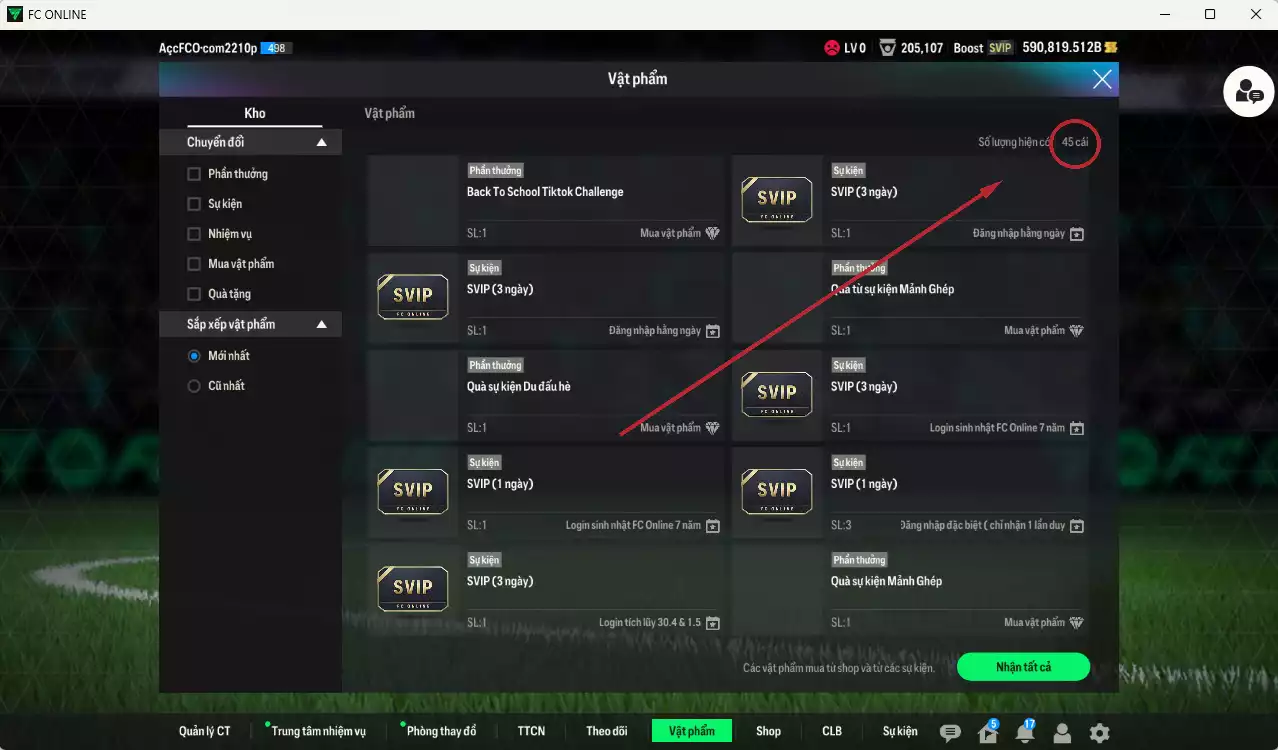 Ảnh ACC 590819b trắng, có thẻ đổi tên, còn nhiều SVIP. HLV Xịn, dư 66.000TC