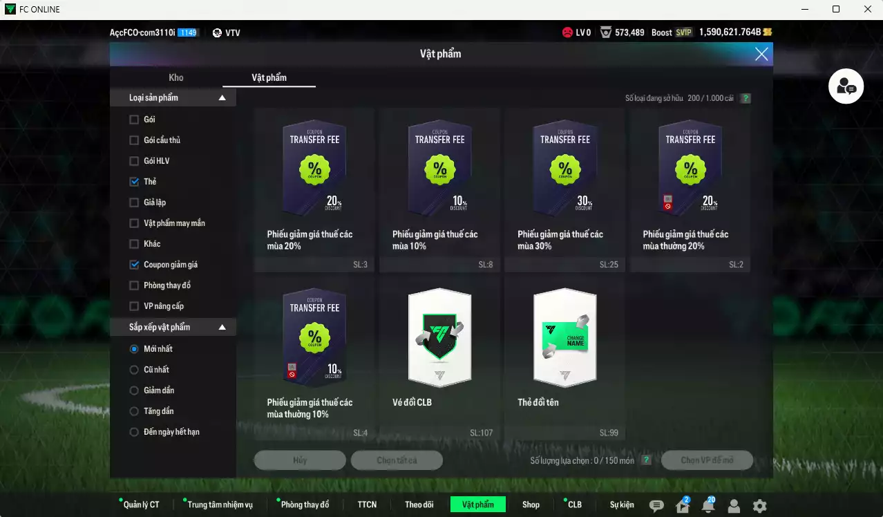 Ảnh ACC 1590621b trắng, có thẻ đổi tên, còn nhiều CP GIẢM THUẾ. HLV Siêu Xịn, dư 169.000TC