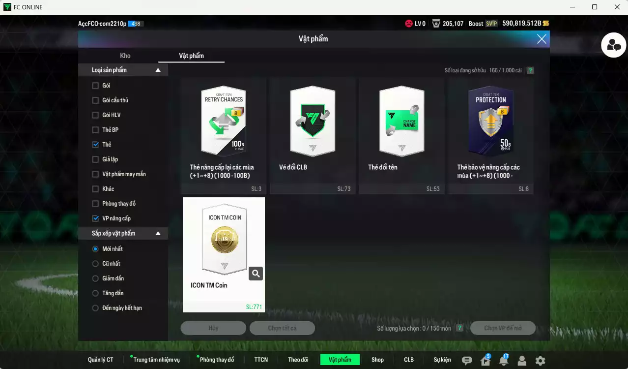 Ảnh ACC 590819b trắng, có thẻ đổi tên, còn nhiều SVIP. HLV Xịn, dư 66.000TC