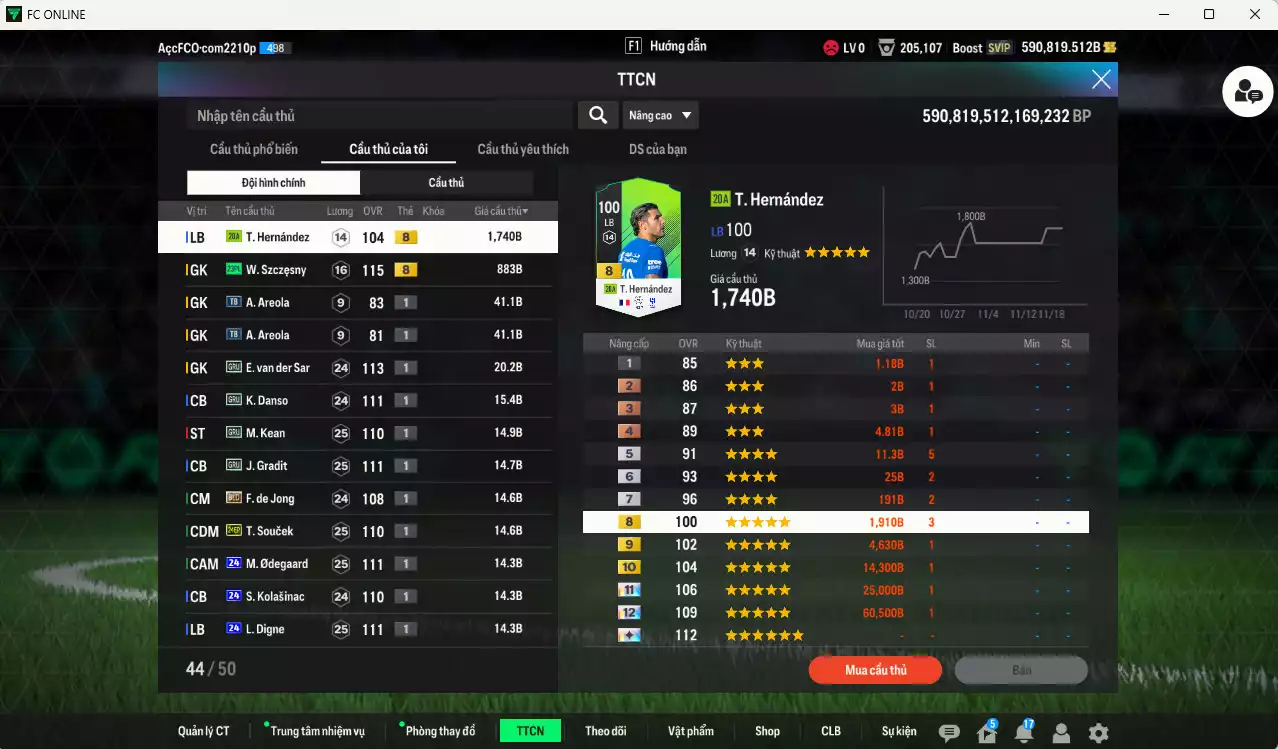 Ảnh ACC 590819b trắng, có thẻ đổi tên, còn nhiều SVIP. HLV Xịn, dư 66.000TC