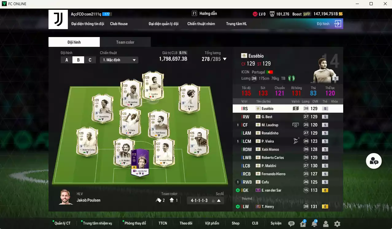 Ảnh [Tặng team phụ ICON+5 260kb] Juventus 1.798.690b dư 147kb có CR7 25TS+6, Chiesa FC, Zambrotta ITM+5, Henry CC, Rush DC, Zidane LN, Pirlo MDL, Cancelo 22UCL, Cannavaro CC, Lúcio JNM, Nedved LN, Vieira CC... Còn nhiều CP GIẢM THUẾ, Dư 77.000TC