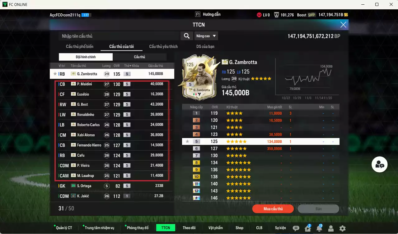 Ảnh [Tặng team phụ ICON+5 260kb] Juventus 1.798.690b dư 147kb có CR7 25TS+6, Chiesa FC, Zambrotta ITM+5, Henry CC, Rush DC, Zidane LN, Pirlo MDL, Cancelo 22UCL, Cannavaro CC, Lúcio JNM, Nedved LN, Vieira CC... Còn nhiều CP GIẢM THUẾ, Dư 77.000TC