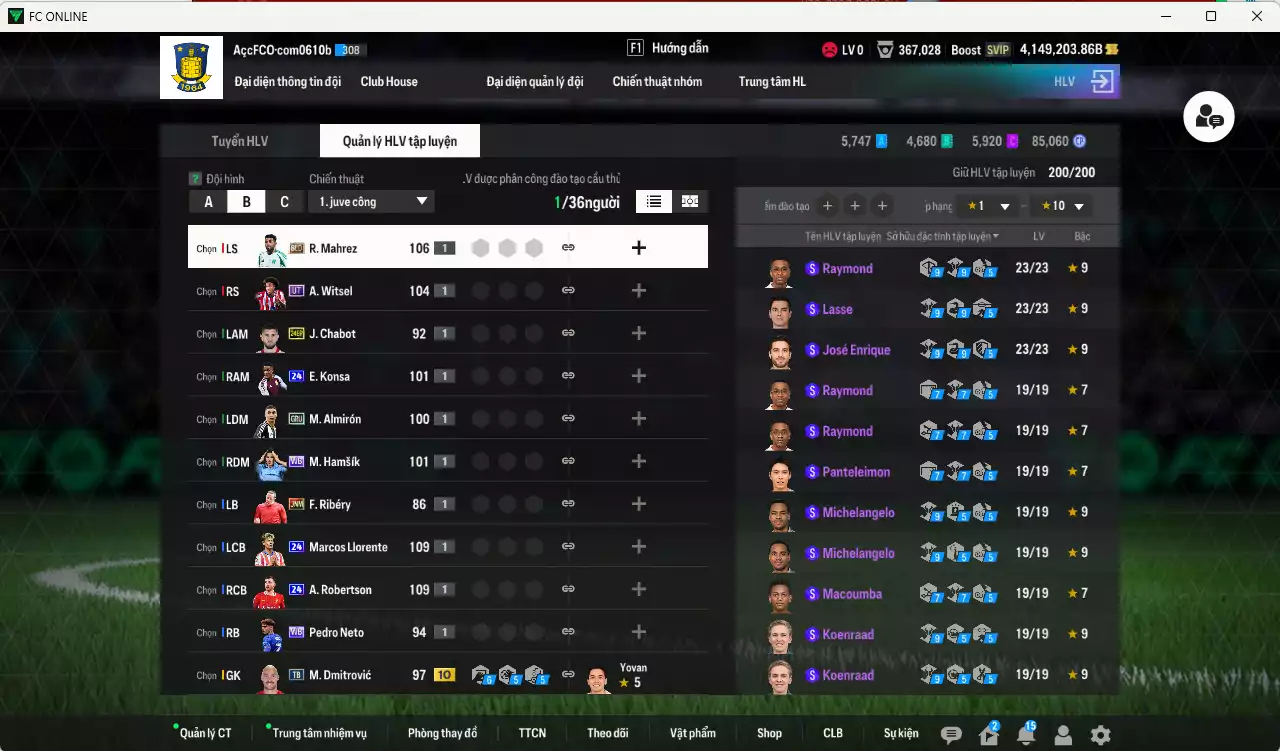 Ảnh ACC 4149203b trắng, có thẻ đổi tên. HLV Xịn, đã full nữa bảng đào tạo chiến thuật