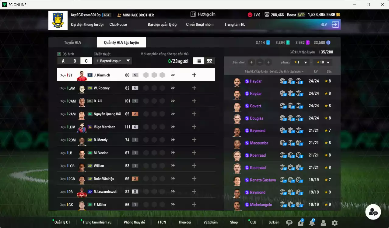 Ảnh ACC 1536465b trắng, có thẻ đổi tên. HLV Siêu Xịn, đã full bảng đào tạo chiến thuật