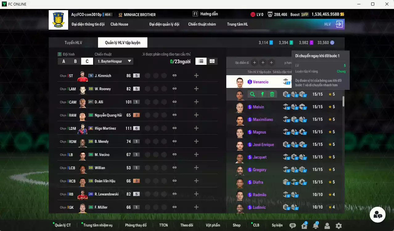 Ảnh ACC 1536465b trắng, có thẻ đổi tên. HLV Siêu Xịn, đã full bảng đào tạo chiến thuật