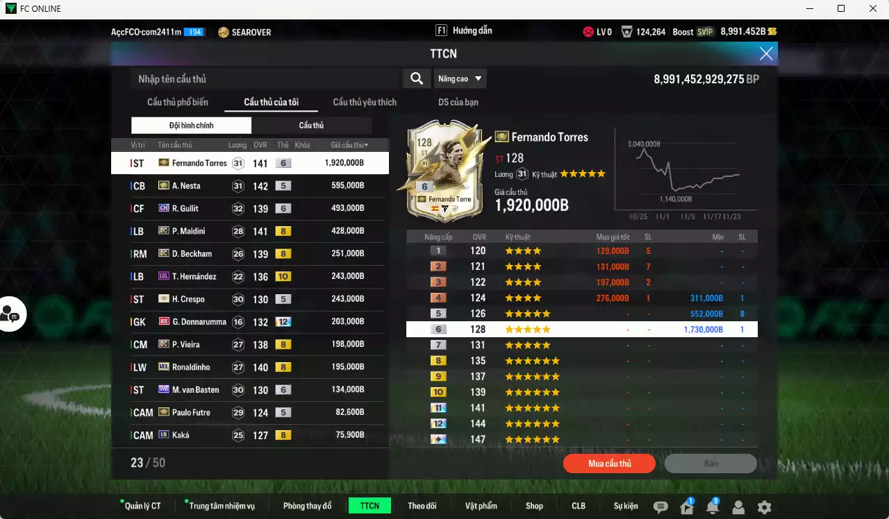 Ảnh AC Milan 5.794.820b có Torres ITM+6, Nesta ITM+5, Gullit CH+6, Maldini CC, Beckham DC, Theo LOL+10, Crespo ITM+5, Donnarumma BOE+12, Vieira DC, Ronaldinho MDL, Basten WB+6, Futre ITM+5, Káká LN... HLV Xịn, đã đào tạo full chỉ số ct vs hơn nữa bảng chiến thuật, VIP BK Tháng 11,12