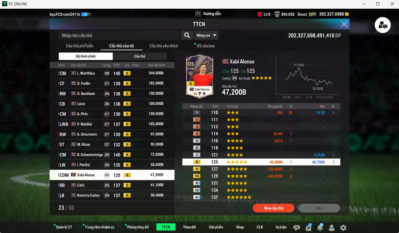 Ảnh Full mùa CC+8 1.727.770b dư 202kb có Matthaus, Forlán, Beckham, Lúcio, Pirlo, Maldini, Griezmann, Klose, Schweinsteiger, Alonso, Cafu, Carlos, Courtois, Touré, Son, Cha... HLV Xịn, đã đào tạo full chỉ số cầu thủ, VIP BK Tháng 11, KC Tháng 12