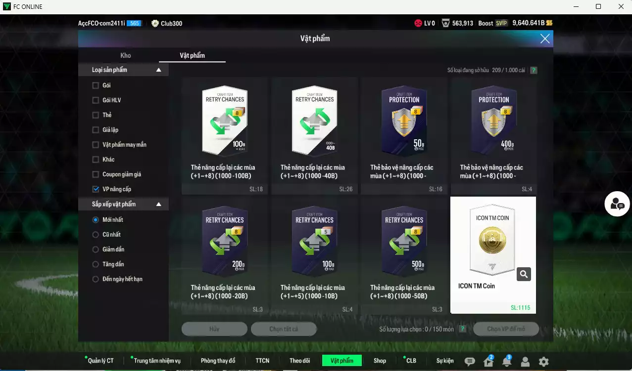 Ảnh Juventus 5.373.870b có Del Piero CU (hiếm), Baggio ITM+5, Henry ITM+5, Nedved GRU, Zidane CH, Pirlo DC, Chiellini DC, Cancelo LOL+10, Lúcio JNM.... Còn nhiều coin TM, HLV Xịn, đã đào tạo full chỉ số cầu thủ, VIP BK Tháng 11,12