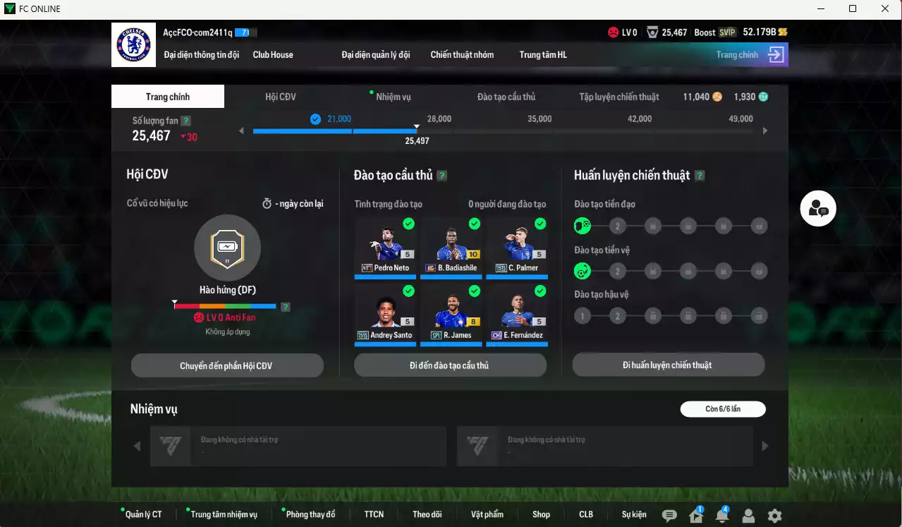 Ảnh Chelsea 342.660b có Andrey Santos 25TS, Palmer 25TS, Caicedo 25TS, Chalobah SPL+10, Badiashile HG+10, Hato 25TS, Enzo CH... Đã đào tạo chỉ số nhiều CT