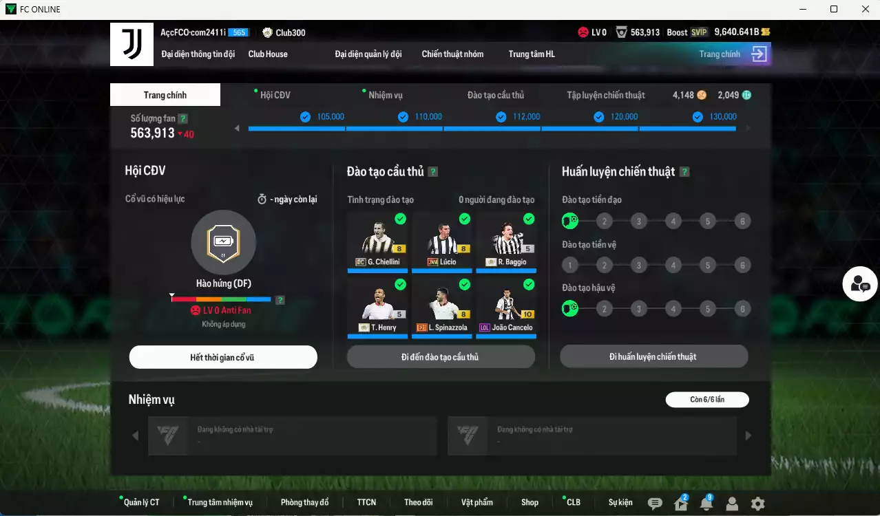 Ảnh Juventus 5.373.870b có Del Piero CU (hiếm), Baggio ITM+5, Henry ITM+5, Nedved GRU, Zidane CH, Pirlo DC, Chiellini DC, Cancelo LOL+10, Lúcio JNM.... Còn nhiều coin TM, HLV Xịn, đã đào tạo full chỉ số cầu thủ, VIP BK Tháng 11,12
