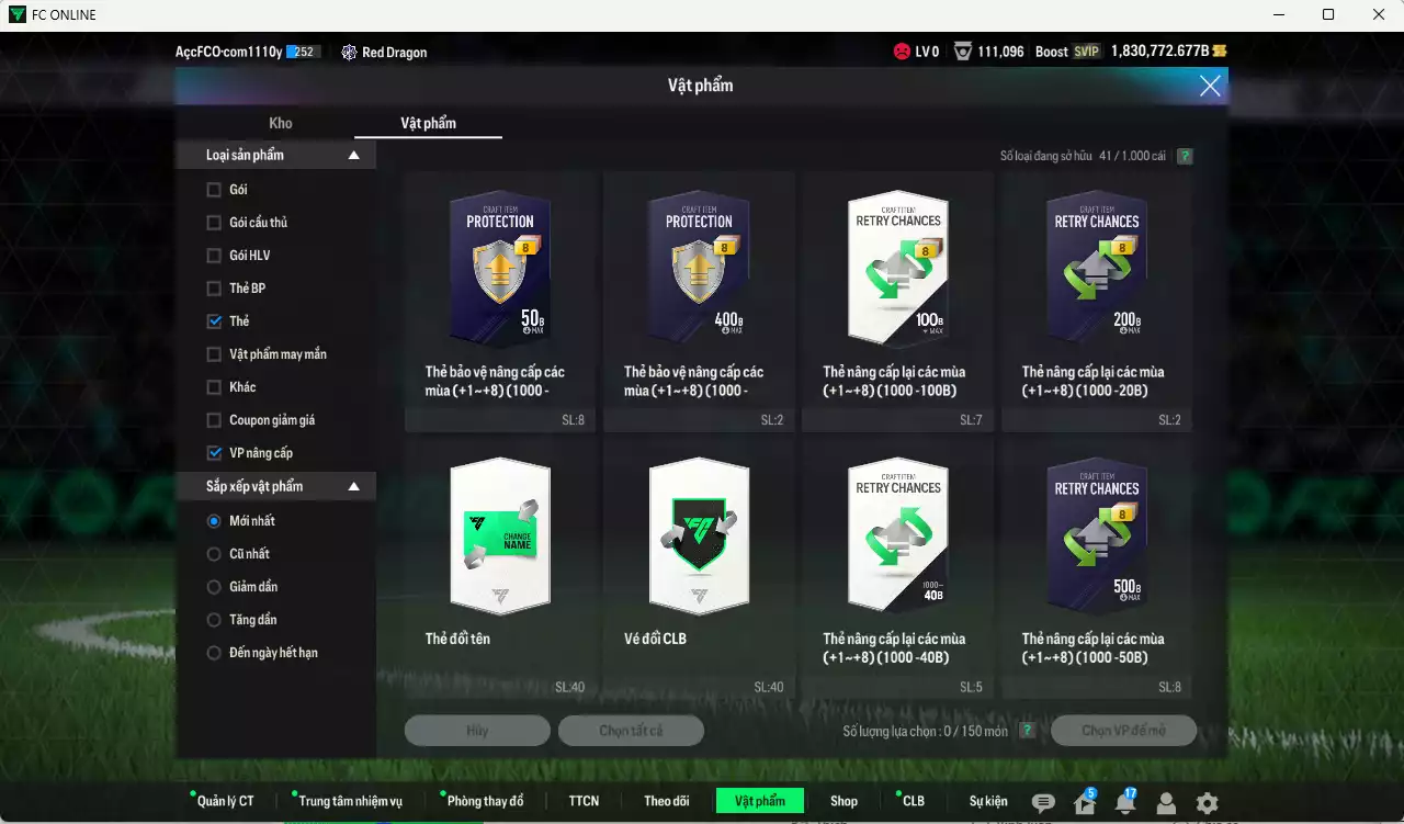Ảnh ACC 1830772b trắng, có thẻ đổi tên, còn nhiều CP GIẢM THUẾ. HLV Xịn, đã full hơn nữa bảng đào tạo chiến thuật