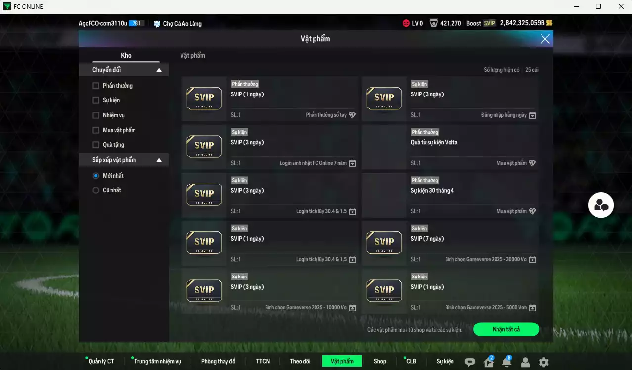 Ảnh ACC 2842325b trắng, có thẻ đổi tên, còn nhiều CP GIẢM THUẾ. HLV Xịn, đã full bảng đào tạo chiến thuật
