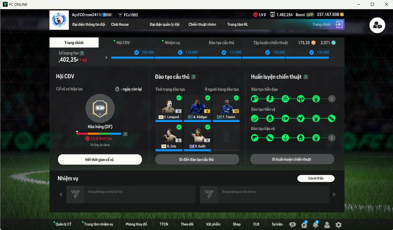 Ảnh [ACC Hiếm🔥] Chelsea mix Quốc Dân 6.693.640b dư 237kb có Sheva ITM+5, Eto ITM+5, Pelé DC, Lampard ITM+5, Best DC, Essien ITM+5, Zola IMT+5, Gullit CH, Pedro WS, A. Cole ITM+5, Tomori SPL+10, Desailly CC, Rudiger SPL, Gullit RTN, Hazard HG... Còn rất nhiều SVIP vs CP GIẢM THUẾ, HLV Siêu Xịn, gần full bảng đào tạo chiến thuật vs chỉ số cầu thủ