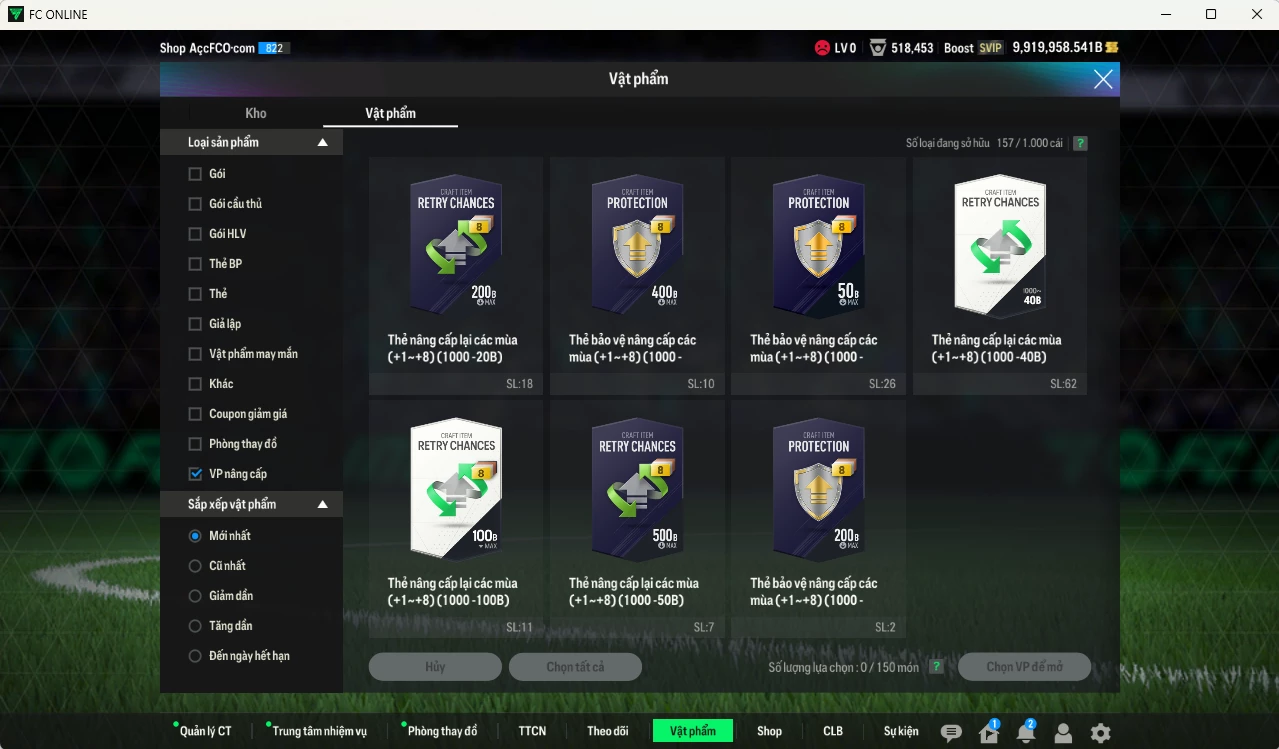 Ảnh [ACC Hiếm, TOP 9 TỶ PHÚ BP🔥] ACC 9.919.958b trắng, có thẻ đổi tên, còn rất nhiều CP GIẢM THUẾ. HLV Siêu Xịn, đã full bảng đào tạo chiến thuật, dư 167.000TC