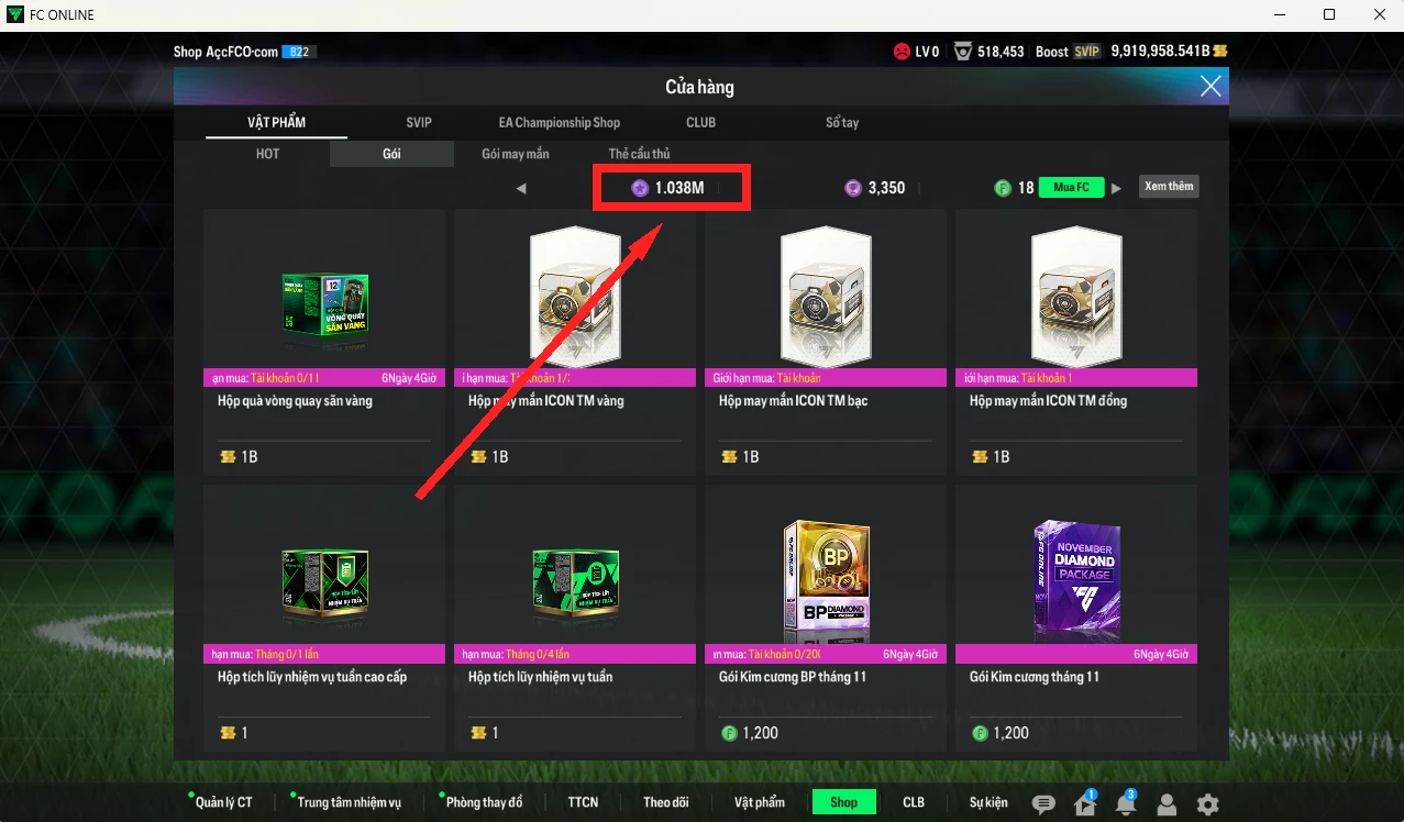 Ảnh [ACC Hiếm, TOP 9 TỶ PHÚ BP🔥] ACC 9.919.958b trắng, có thẻ đổi tên, còn rất nhiều CP GIẢM THUẾ. HLV Siêu Xịn, đã full bảng đào tạo chiến thuật, dư 167.000TC