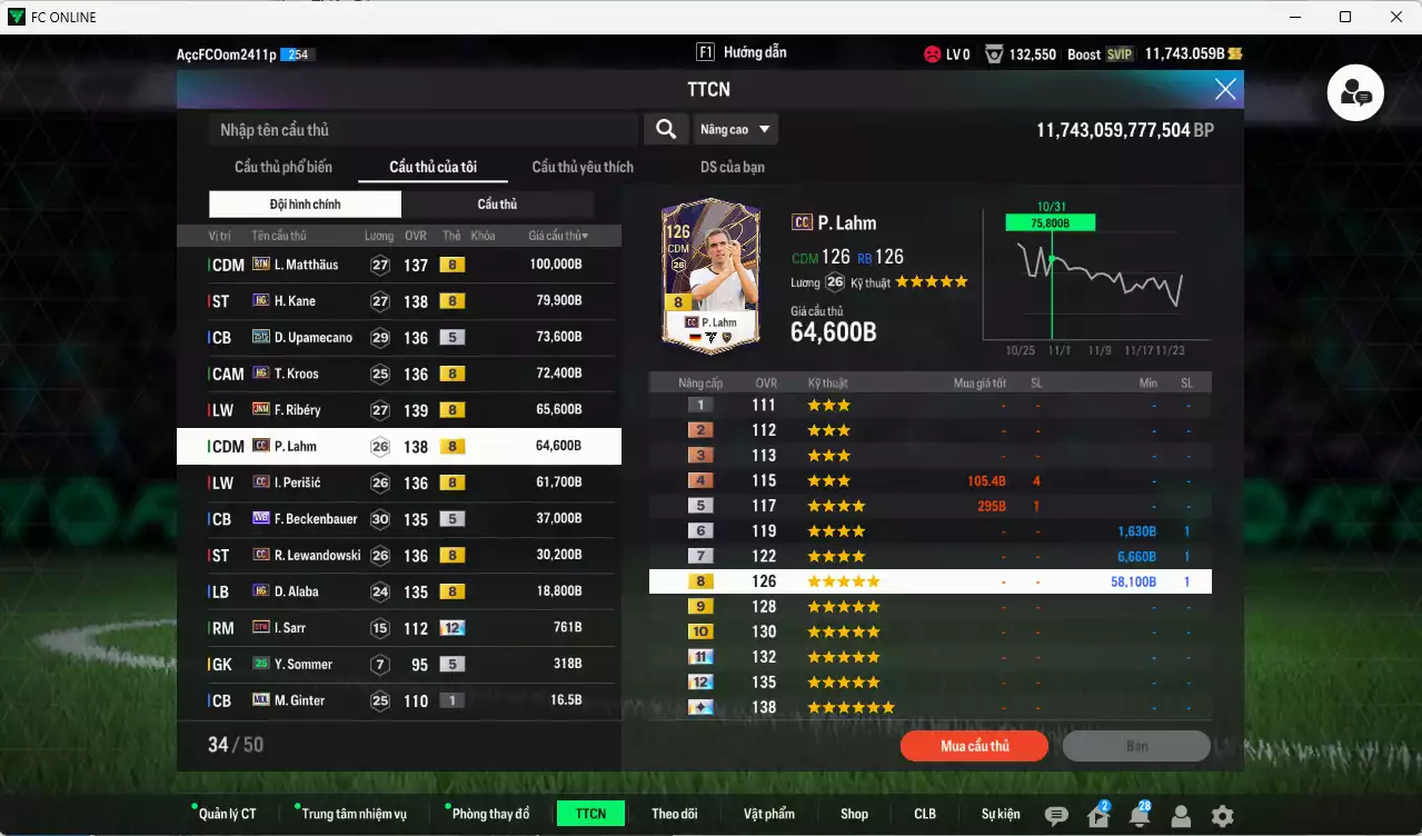 Ảnh Bayern Munich 604.940b có Matthaus RTN, Kane HG, Upamecano 25TS, Kroos HG, Ribéry JNM, Lahm CC, Perisic CC, Beckenbauer WB, Lewandowski CC, Alaba HG... Còn nhiều CP GIẢM THUẾ, HLV Xịn, dư 78.000TC