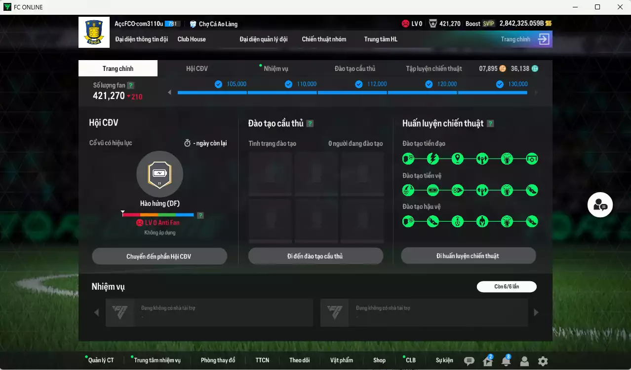 Ảnh ACC 2842325b trắng, có thẻ đổi tên, còn nhiều CP GIẢM THUẾ. HLV Xịn, đã full bảng đào tạo chiến thuật